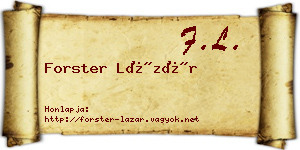 Forster Lázár névjegykártya